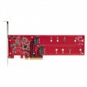 Dual M.2 PCIe SSD Adapter Card, PCIe x8 / x16 to Dual NVMe or AHCI M.2 SSDs, PCI Express 4.0, 7.8GBps/Drive, Bifurcation Required - Windows/Linux Compatible, TAA (DUAL-M2-PCIE-CARD-B)
