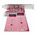 Dual M.2 PCIe SSD Adapter Card, PCIe x8 / x16 to Dual NVMe or AHCI M.2 SSDs, PCI Express 4.0, 7.8GBps/Drive, Bifurcation Required - Windows/Linux Compatible, TAA (DUAL-M2-PCIE-CARD-B)