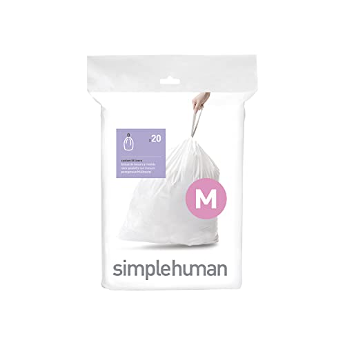 Code M Custom Fit Drawstring Trash Bags in Dispenser Packs, 20 Count, 45 Liter / 11.9 Gallon, White