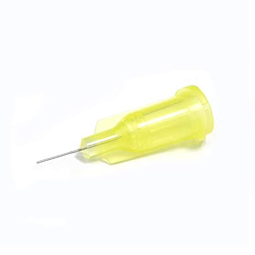 32 Gauge 0.25 Inch Industrial Microtrace Blunt Tip Dispensing Needle with Luer Lock,Precision acidified stainless steel,Match Low Viscosity Liquids,Yellow 20 PCS