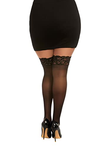 Women’s Sheer Thigh High Pantyhose Hosiery Nylons Stockings with Comfort Lace Top Anti-Slip Silicone Elastic Band