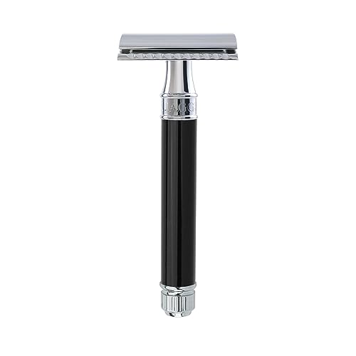 DE86 Classic Double Edge Manual Eco-Friendly and Reusable Safety Razor for Men and Women for Shaving Cream or Soap Fits All DE Razor Blades (Imitation Ebony)
