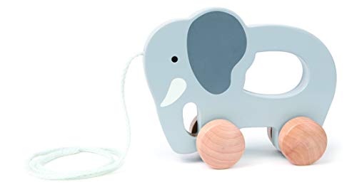 (Elephant) - Elephant Wooden Push and Pull Toddler Toy,Grey