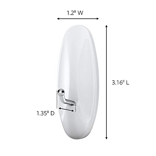 Medium Wire Hooks, Damage Free Hanging Wall Hooks with Adhesive Strips, No Tools Wall Hooks for Hanging Decorations in Living Spaces, 7 White Hooks and 12 Strips