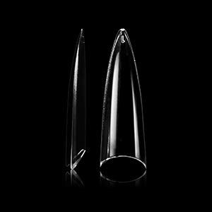 Clear Long Stiletto 500 Acrylic False Fake Nail Tips With Clear Plastic Case for Nail Salon Nail Shop (Clear L.Stiletto)