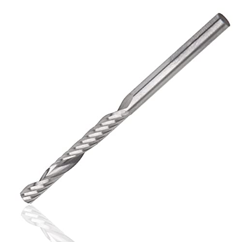 Yakamoz 10Pcs 1/8 Shank CNC Router Bits Spiral Upcut Carbide Flat Endmill Router Bits Single Flute Milling Cutter Tool for MDF Acrylic Wood PVC, 1 Cutting Length