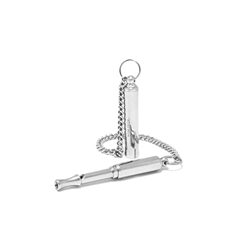 Genuine 'silent' dog training whistle no. 535. Adjustable frequency. Good sound quality. Weather-proof. Designed and made in the UK. Solid brass with nickel plated finish