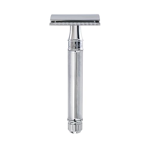 DE89LBLAMZ Classic Double Edge Manual Eco-Friendly and Reusable Safety Razor for Men and Women for Shaving Cream or Soap (Lined)
