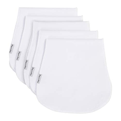 Baby Burp Cloth - 5 Packs Organic Cotton Two Layers Burping Rags, Large Contoured Ultra Soft and Thick Absorbent Towels, Unisex for Boys and Girls, Baby Shower, 19x9