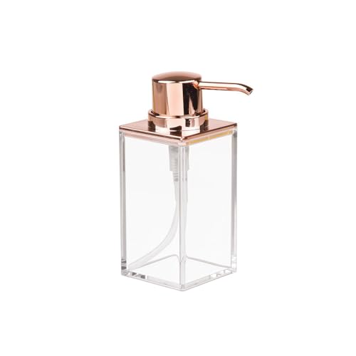 iDesign Soap Dispenser Pump, The Clarity Collection – 10oz, 2.5 x 3.75 x 6.08”, Clear & Rose Gold