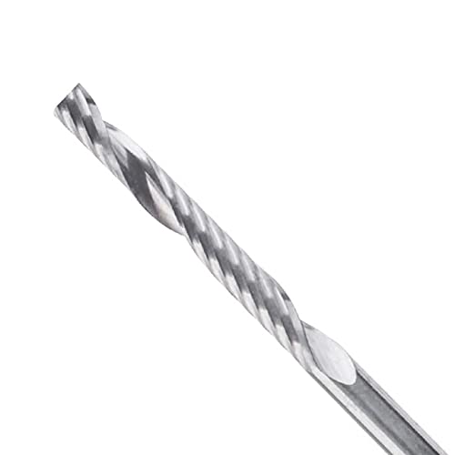 Yakamoz 10Pcs 1/8 Shank CNC Router Bits Spiral Upcut Carbide Flat Endmill Router Bits Single Flute Milling Cutter Tool for MDF Acrylic Wood PVC, 1 Cutting Length