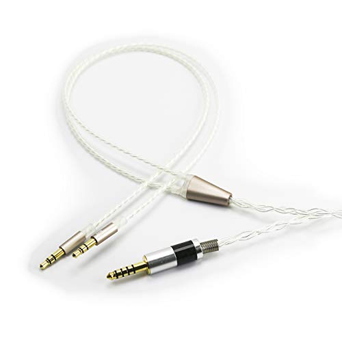 4.4mm Balanced Male Cable 6N OCC Copper Single Crystal Silver Plated Cord Compatible with Hifiman Ananda, Sundara, Arya, HE400SE, Deva-Pro Headphones (4.4mm to Dual 3.5mm Male Version)