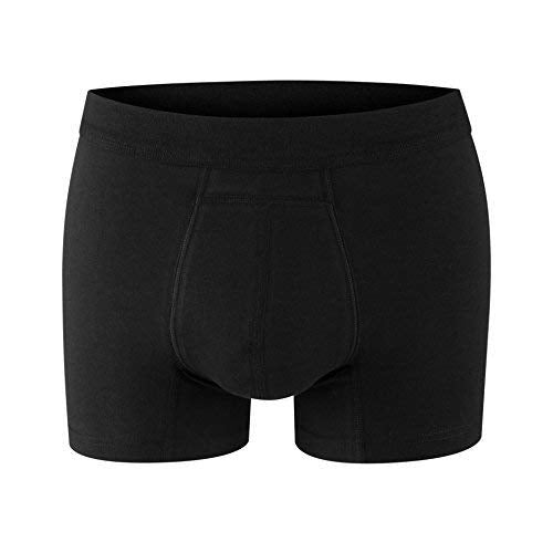 - Washable Urinary Incontinence Cotton Boxer Brief Underwear for Men with Front Absorbent Area (Medium (Pack of 1), Black)