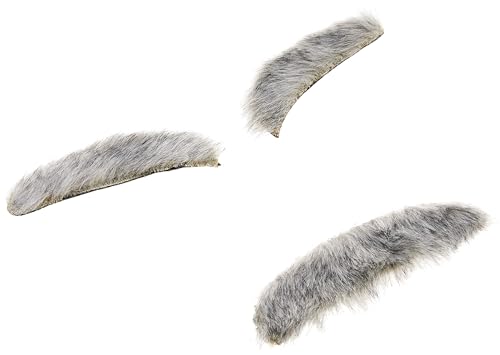 Gray Old Man Moustache & Eyebrows - 1 Set, Fits Most Teens and Adults - Perfect for Wacky Parties & Stage Performances