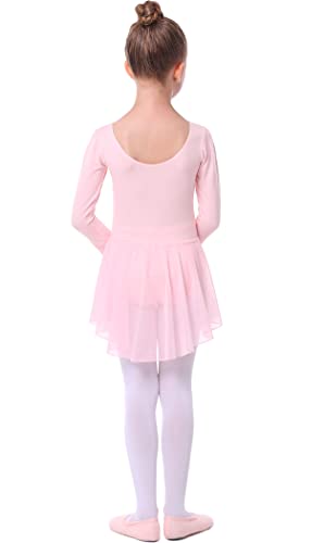 Long Sleeve Ballet Skirted Leotards Dance Dresses Tutu Outfit for Ballerina Toddler Girls (4-5T, Ballet Pink)