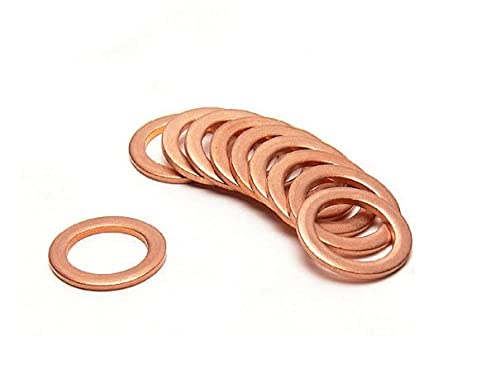 LUOQIUFA M16x22x1mm Copper Crush Washer Flat Ring Seal Gasket Fitting M16(25Pcs)
