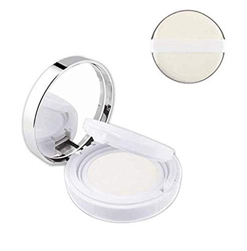 White Empty Luxurious Portable Air Cushion Puff Box BB Cream Container Dressing Case Powder Box with Air Cushion Sponge Powder Puff and Mirror(15ml,0.5oz)