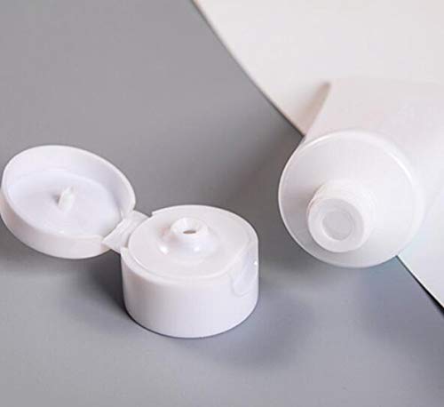 12PCS White Empty Refillable Plastic Soft Tubes Cosmetic Sample Bottles Jars Makeup Travel Containers For Lotion Lip Balms Shower Gel Cleanser Shampoo Toiletries (50ml)