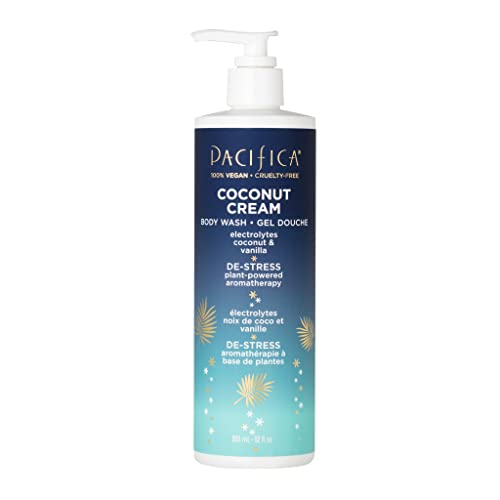 Coconut Cream Body Wash w/Pump, Bath & Shower Gel, Aloe, Hyaluronic Acid, Green Tea, Chamomile, Vanilla, Moisturizing, Hydrating, Cleansing Vegan & Cruelty-Free Dermatologist
