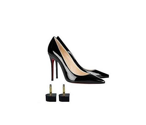 6 Pairs Black Durable U-Shape Heel Tips Replacement High Heel Caps Protectors Shoe Repair Tip Taps Shoes Dowels Lifts Replacement for Women Non-Slip (Thick Pins-3mm, 8mm)