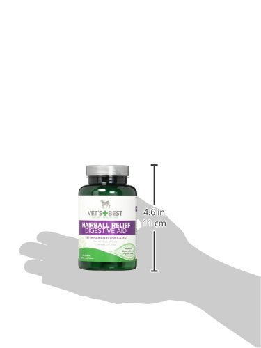 Vet’s Best Cat Hairball Relief Digestive Aid, Vet Formulated Hairball Support Remedy, Hairball Relief for Cats, Classic Chicken Flavor, 60 Chewable Tablets