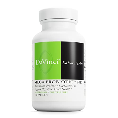 DaVinci Labs Mega Probiotic ND - Non-Dairy Probiotic Supplement Supports Gut, Digestive & Brain Health* - Gut Health Support Supplement with Non-Dairy Complex* - 120 Vegetarian Caps