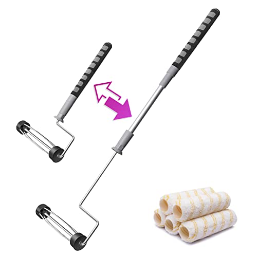 6pcs House Paint Roller Kit, 9 inch Extendable Roller Frame with 5 Microfiber Replacement Covers, Adjustable Painting Roller (18 - 36), Home Painting Supplies for Painting Walls & Ceilings