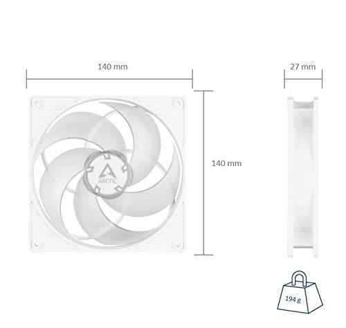 P14 PWM - PC Fan, 140mm Case Fan with PWM, Pressure-optimised, Quiet Motor, Computer, Fan Speed: 200–1700 RPM - White/Transparent