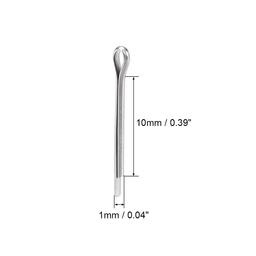 Split Cotter Pin - 1mm x 10mm 304 Stainless Steel 2-Prongs Silver Tone Fastener Clip Key 30Pcs