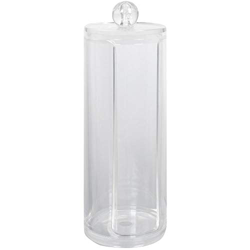 ForPro Acrylic Cotton Pad Holder with Removable Lid & Side Opening, Clear Storage Organizer, Fits 2” Cotton Rounds, 2.75” D x 7.75” H