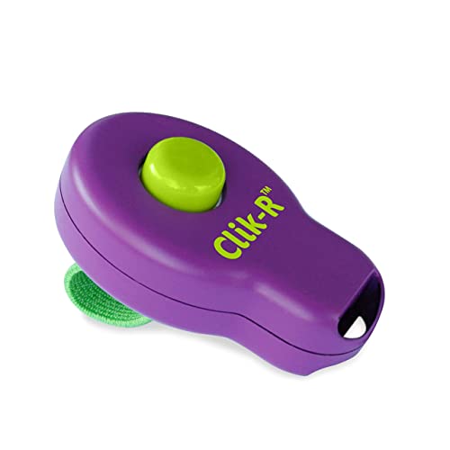 Clik-R Dog Training Clicker - Positive Behavior Reinforcer for Pets - All Ages, Puppy and Adult Dogs - Use to Reward and Train - Training Guide Included - Purple