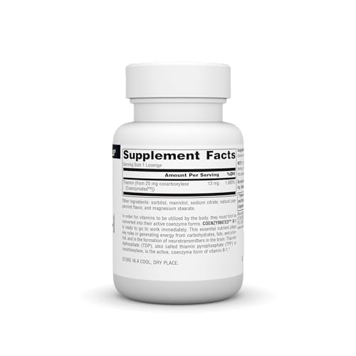 Coenzymated B-1 25mg Fast Acting Thiamin Cocarboxylase Quick-Dissolve - 60 Lozenges