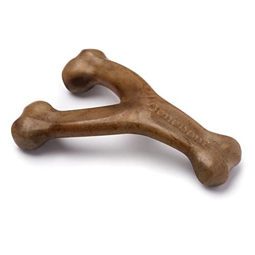 Wishbone Durable Dog Chew Toy for Aggressive Chewers, Real Bacon, Made in USA, Medium