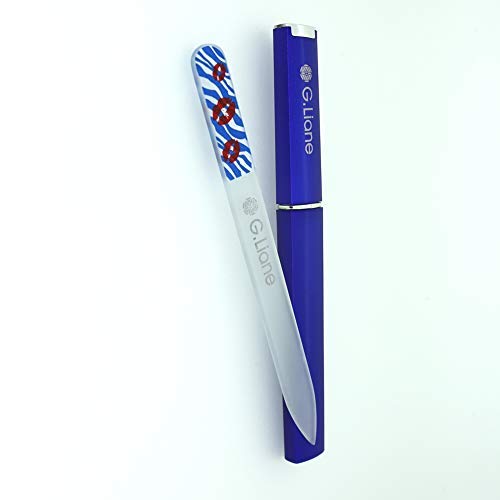 Premium Glass Nail File With Case Professional Crystal Fingernail Files Perfect Manicure Set For Women Men Kids Nail Care Gift Set (Blue)