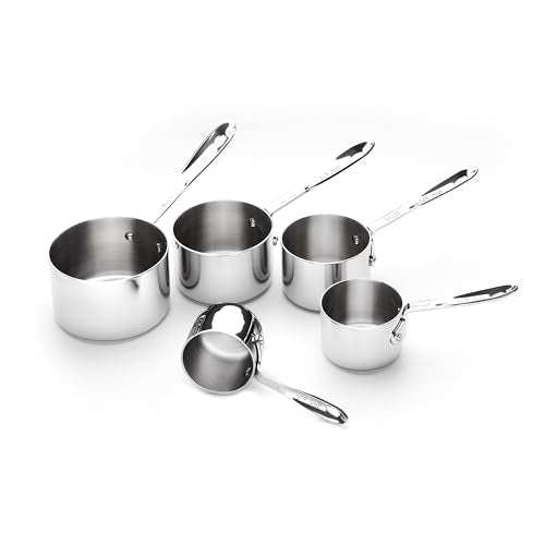Kitchen Accessories Stainless Steel Measuring Cup Set 5 Piece Cookware, Pots and Pans, Dishwasher Safe Silver