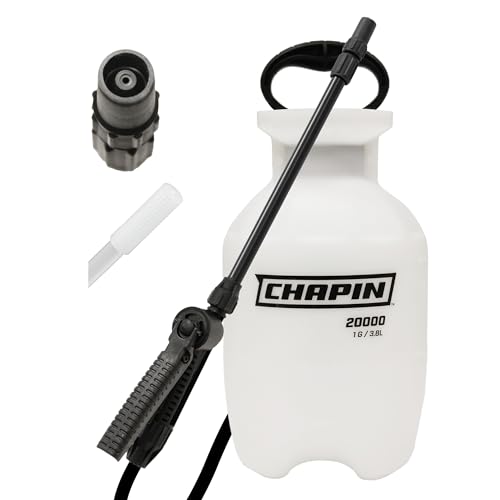 Chapin 20000 Made in USA 1 -Gallon Lawn and Garden Pump Pressured Sprayer, for Spraying Plants, Garden Watering, Weeds and Pests, Polypropylene, Translucent White