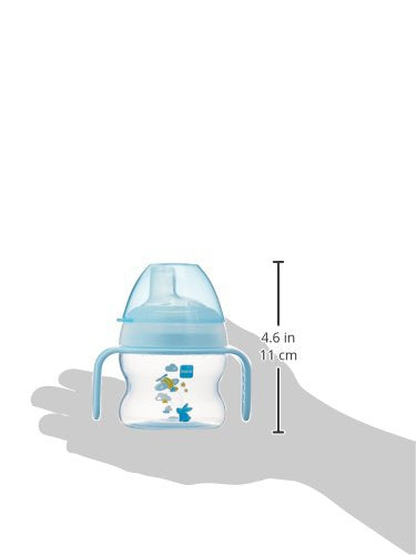 Starter Cup (1 Count), Sippy Cup, Drinking Cup with Extra-Soft Spill-Free Spout and Non-Slip Handles, for Boys 4+ Months, Five Ounces, Blue
