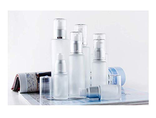 2Pcs 30Ml /1Oz Translucence Refillable Glass Treatment Pump Lotion Cosmetics Bottles Travel Cream Vial Container