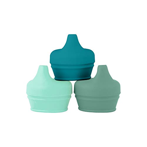 Snug Silicone Sippy Cup Lids - Convert Any Kids Cups or Toddler Cups into Soft Spout Sippy Cups - Toddler Feeding Supplies and Travel Essentials - Green - 3 Count