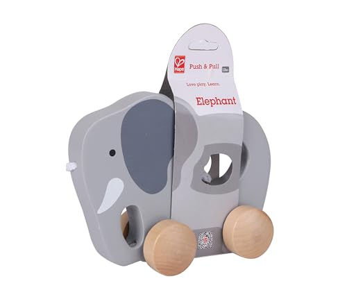 (Elephant) - Elephant Wooden Push and Pull Toddler Toy,Grey