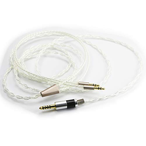 4.4mm Balanced Male Cable 6N OCC Copper Single Crystal Silver Plated Cord Compatible with Hifiman Ananda, Sundara, Arya, HE400SE, Deva-Pro Headphones (4.4mm to Dual 3.5mm Male Version)