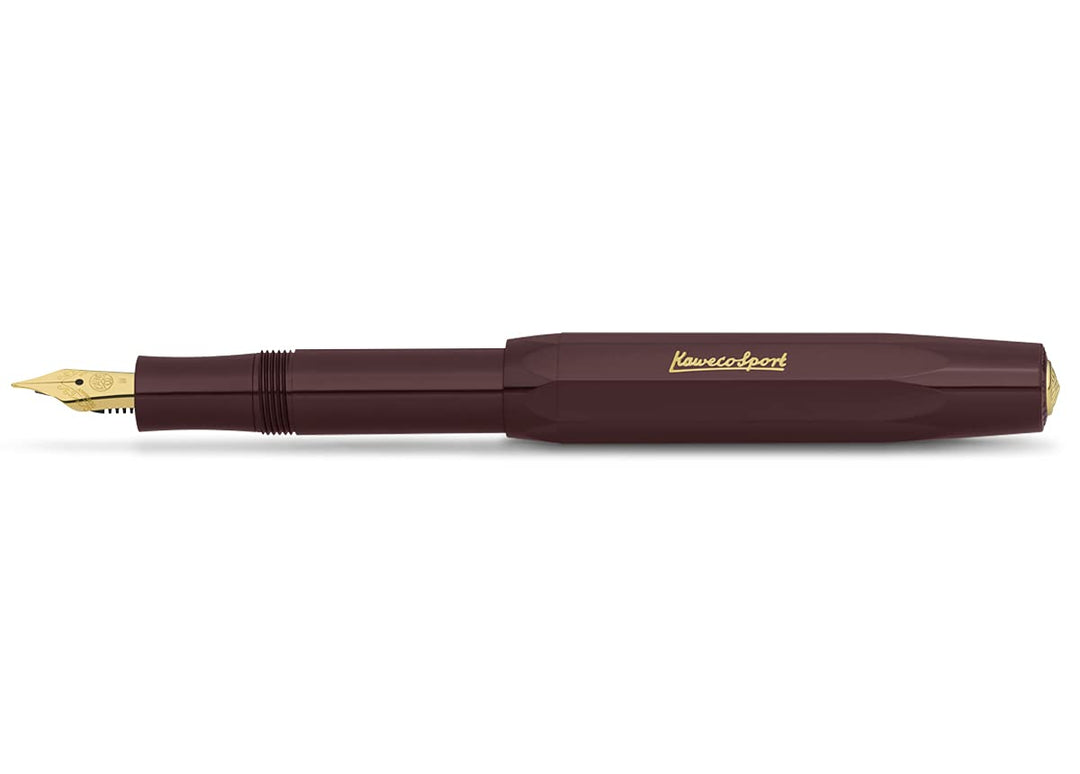 CLASSIC SPORT Fountain Pen Bordeaux with 23 Carat Gold-Plated Steel Nib and Iridium Tip for Ink Cartridges I Sport Fountain Pen 13 cm I Nib: F (Fine)