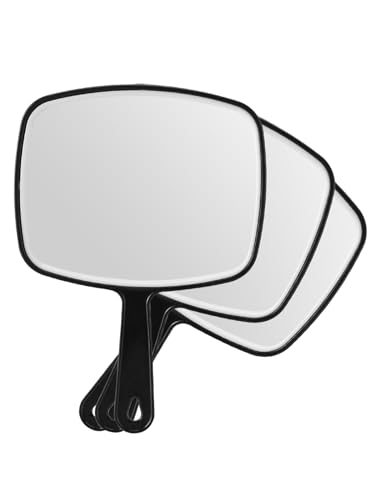 Hand Mirror, Black Handheld Mirror with Handle, 6.6 W x 9.2 L, Pack of 3