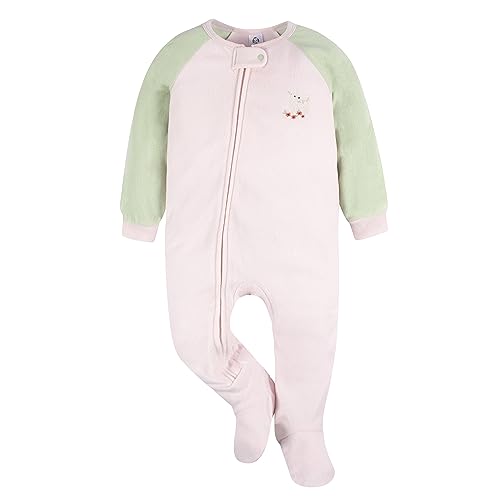 Baby Girls Flame Resistant Fleece Footed Pajamas 2-Pack, Pink Fox, 3-6 Months