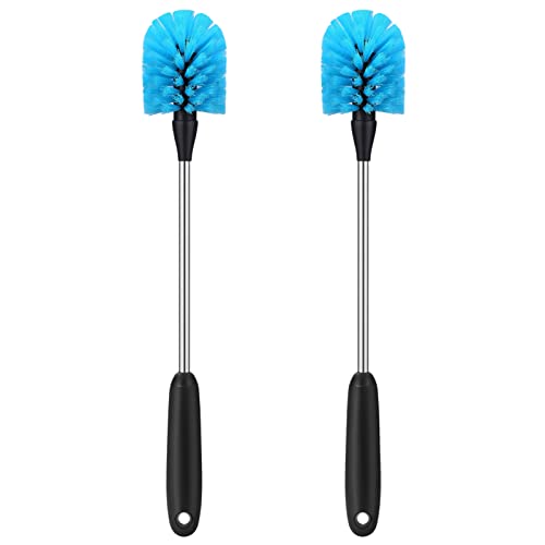 Stainless Steel Water Bottle Brush, Long Handle Scrubbing Brush, Built for Cleaning Sports Bottles, Baby Bottles, Cups, Coffee Mugs, Glasswares, Wine Decanters, Flask, 2 Pack, 15 in