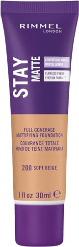 London Stay Matte Liquid Mousse - 200 Soft Beige - Foundation, Lightweight, Shine Control, Oil-Free, 1oz