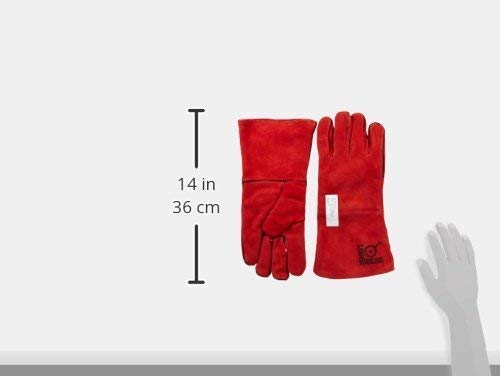 18” Leather Outdoor Cooking Gloves - Heat Resistant Gloves for Cast Iron Cooking, Black