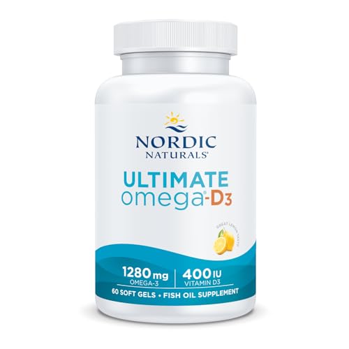 Ultimate Omega-D3, Lemon Flavor - 1280 mg Omega-3 + 1000 IU Vitamin D3 - 60 Soft Gels - Omega-3 Fish Oil - EPA & DHA - Promotes Brain, Heart, Joint, & Immune Health - 30 Servings