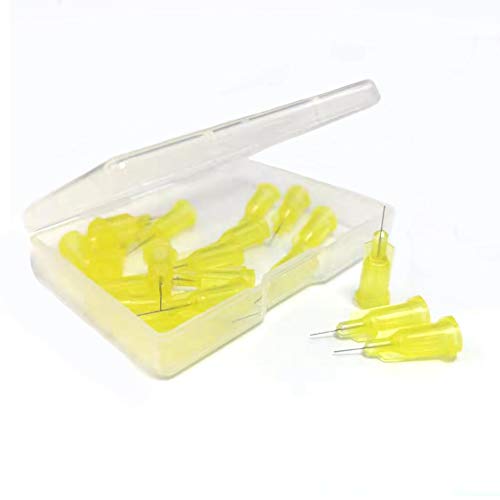 32 Gauge 0.25 Inch Industrial Microtrace Blunt Tip Dispensing Needle with Luer Lock,Precision acidified stainless steel,Match Low Viscosity Liquids,Yellow 20 PCS
