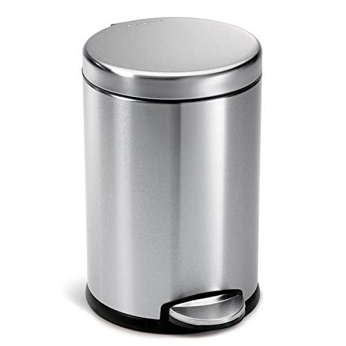 4.5 Liter / 1.2 Gallon Round Bathroom Step Trash Can, Brushed Stainless Steel